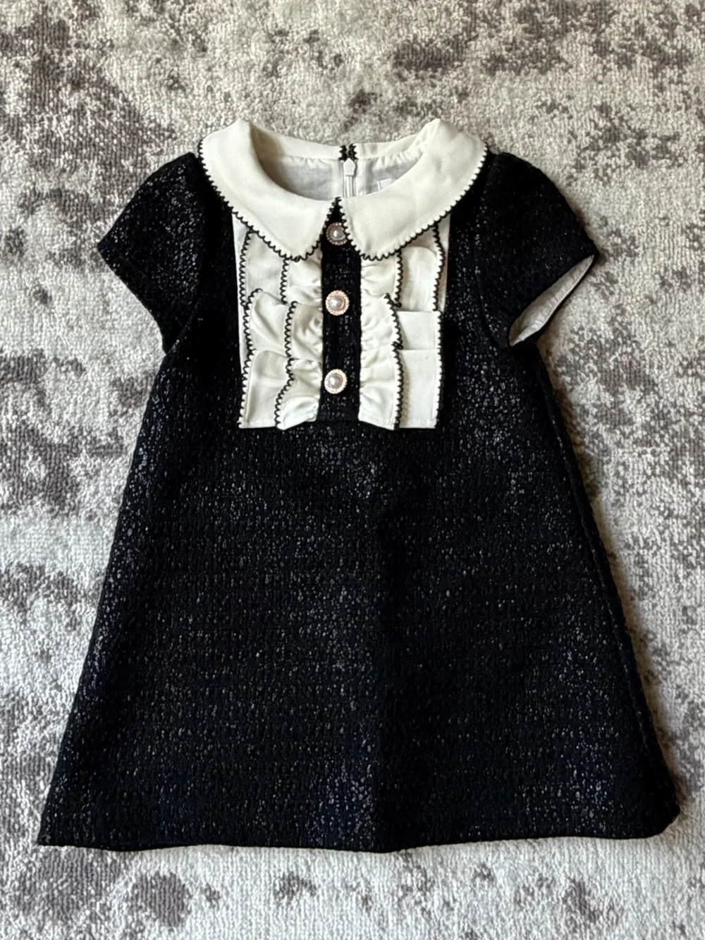 Patachou Shimmery Black Tweed Dress